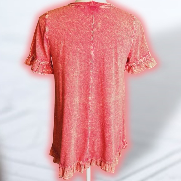 Altar’d State ‘Wren’ Ruffled Trim Tee in “Ski Patrol Red” Size Small - Picture 9 of 11
